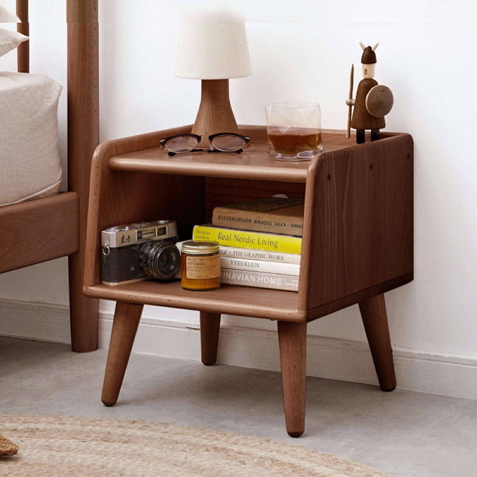 Solid Wood Nightstands with Shelf for Bedroom