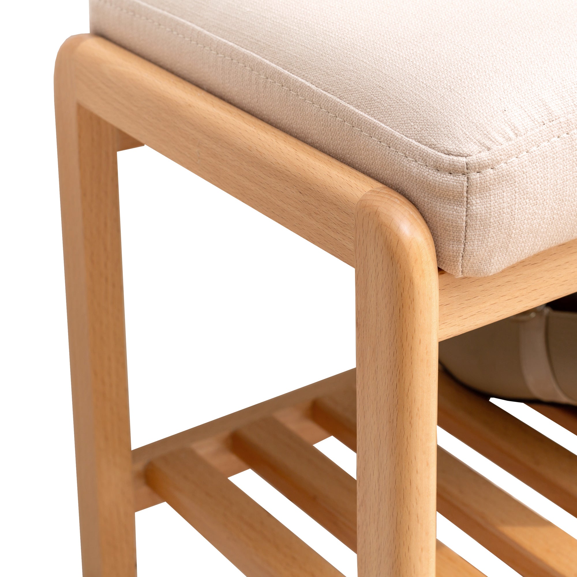 Solid Wood Shoe Rack Bench with High Rebound Sponge Cushion