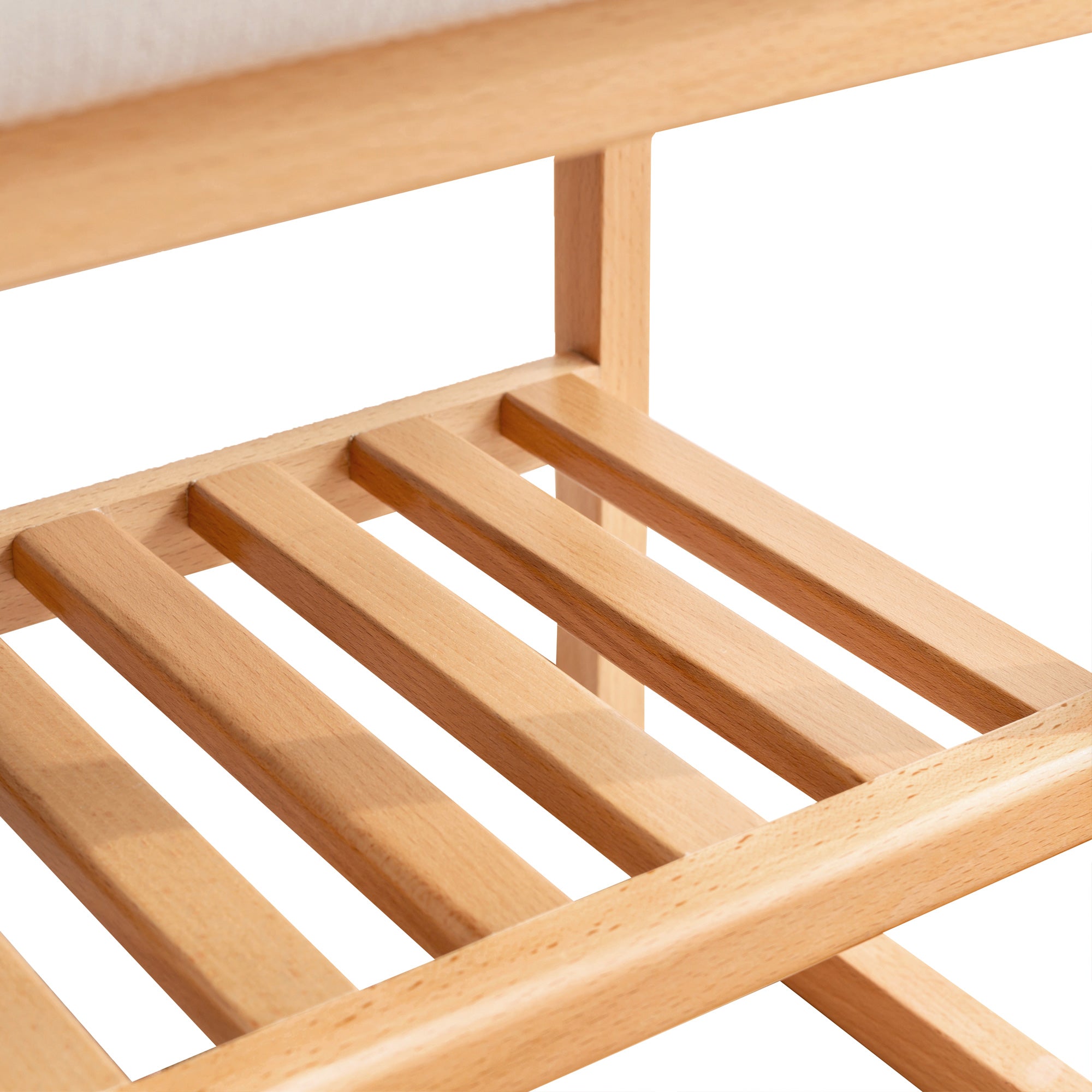 Solid Wood Shoe Rack Bench with High Rebound Sponge Cushion