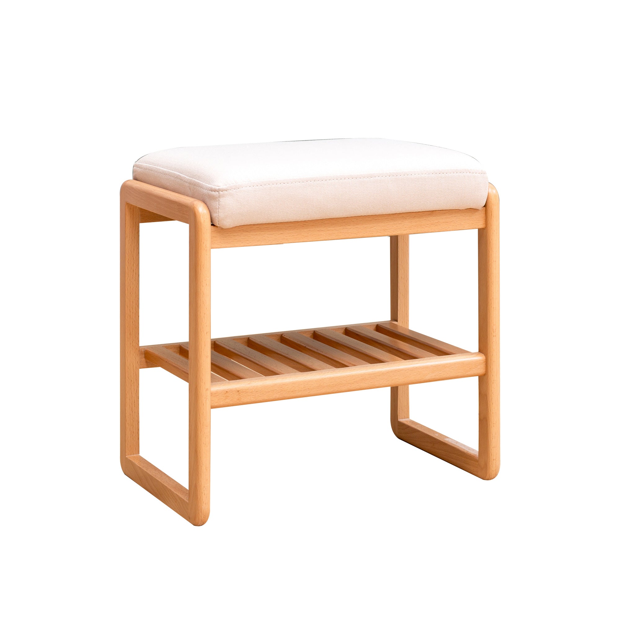Solid Wood Shoe Rack Bench with High Rebound Sponge Cushion