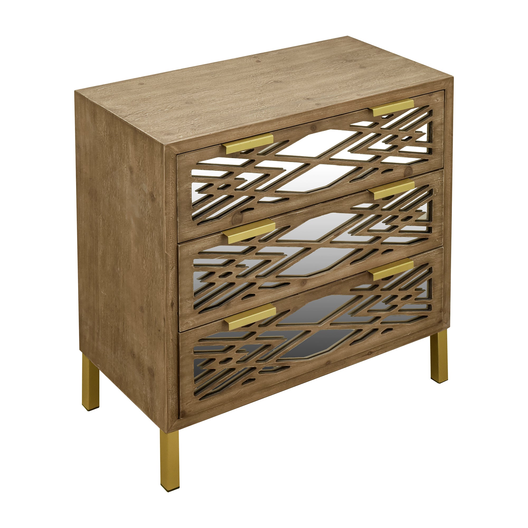 28" Tall Wood 3-drawer Accent Cabinet in Natural
