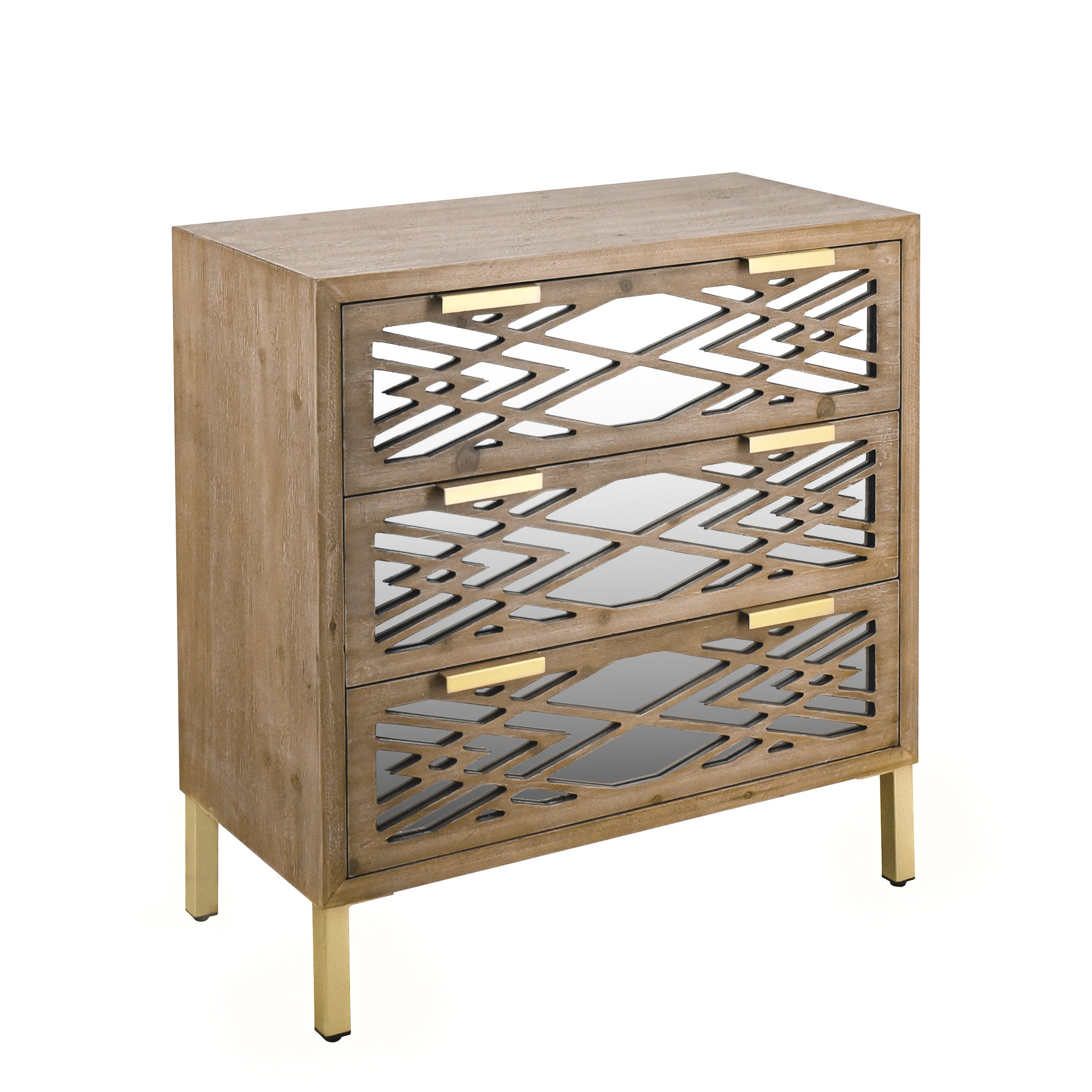 28" Tall Wood 3-drawer Accent Cabinet in Natural