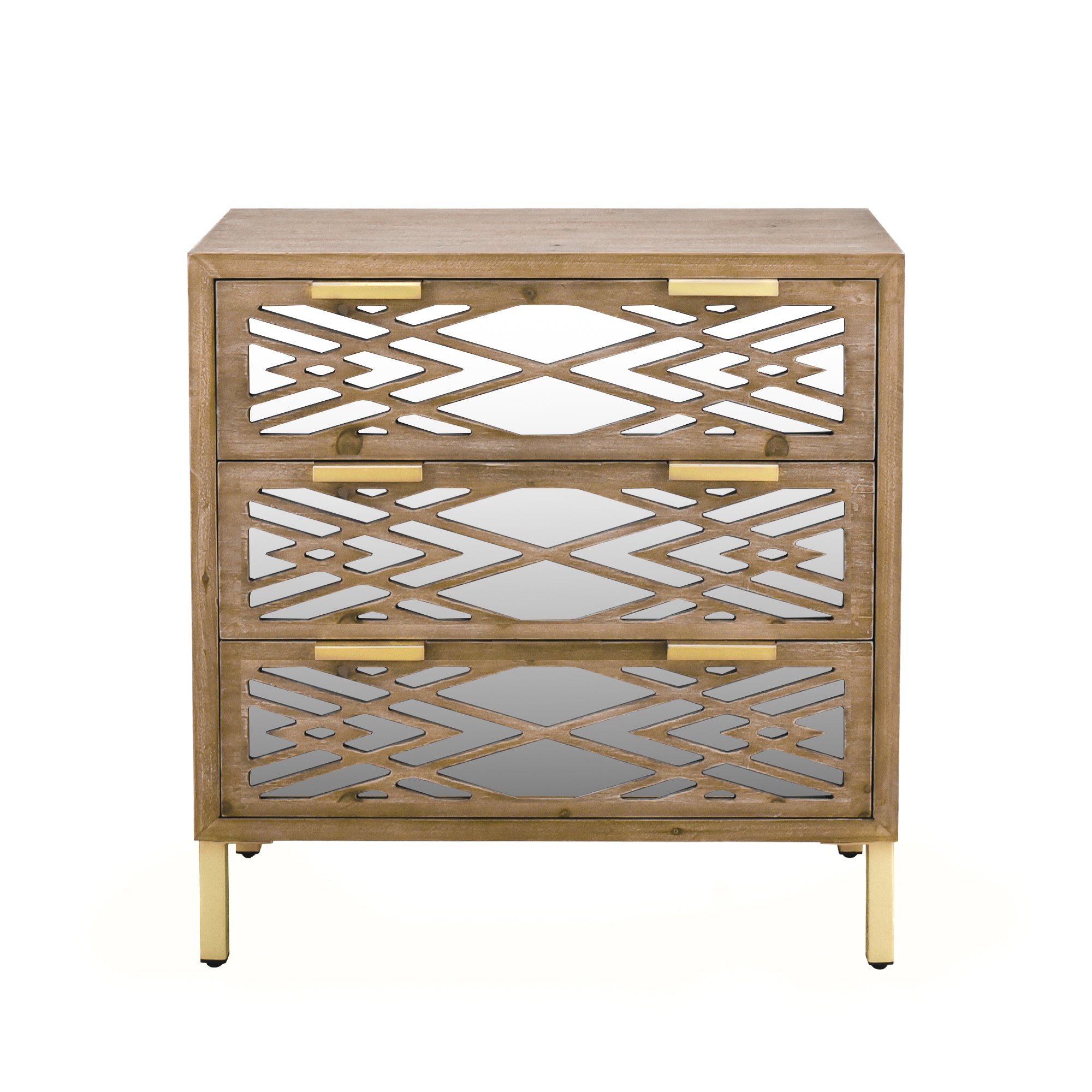 28" Tall Wood 3-drawer Accent Cabinet in Natural