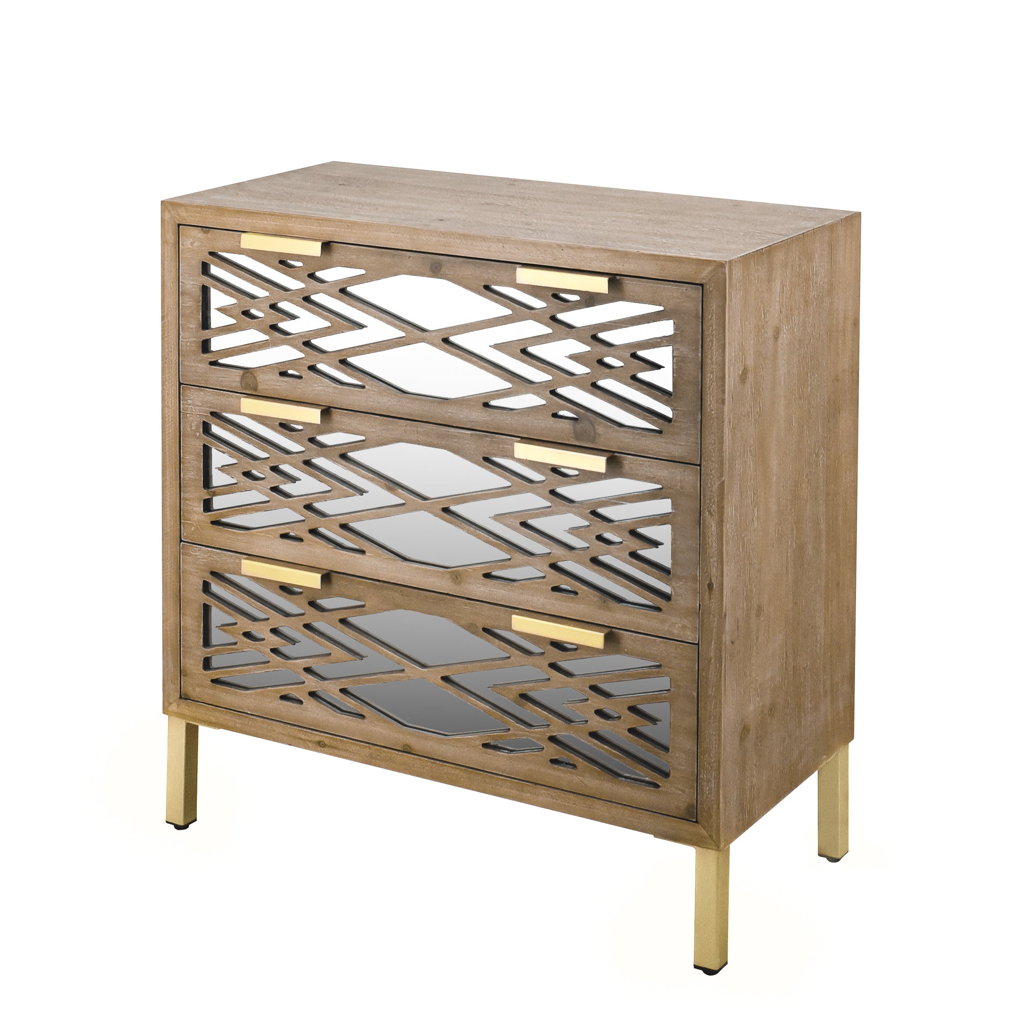 28" Tall Wood 3-drawer Accent Cabinet in Natural