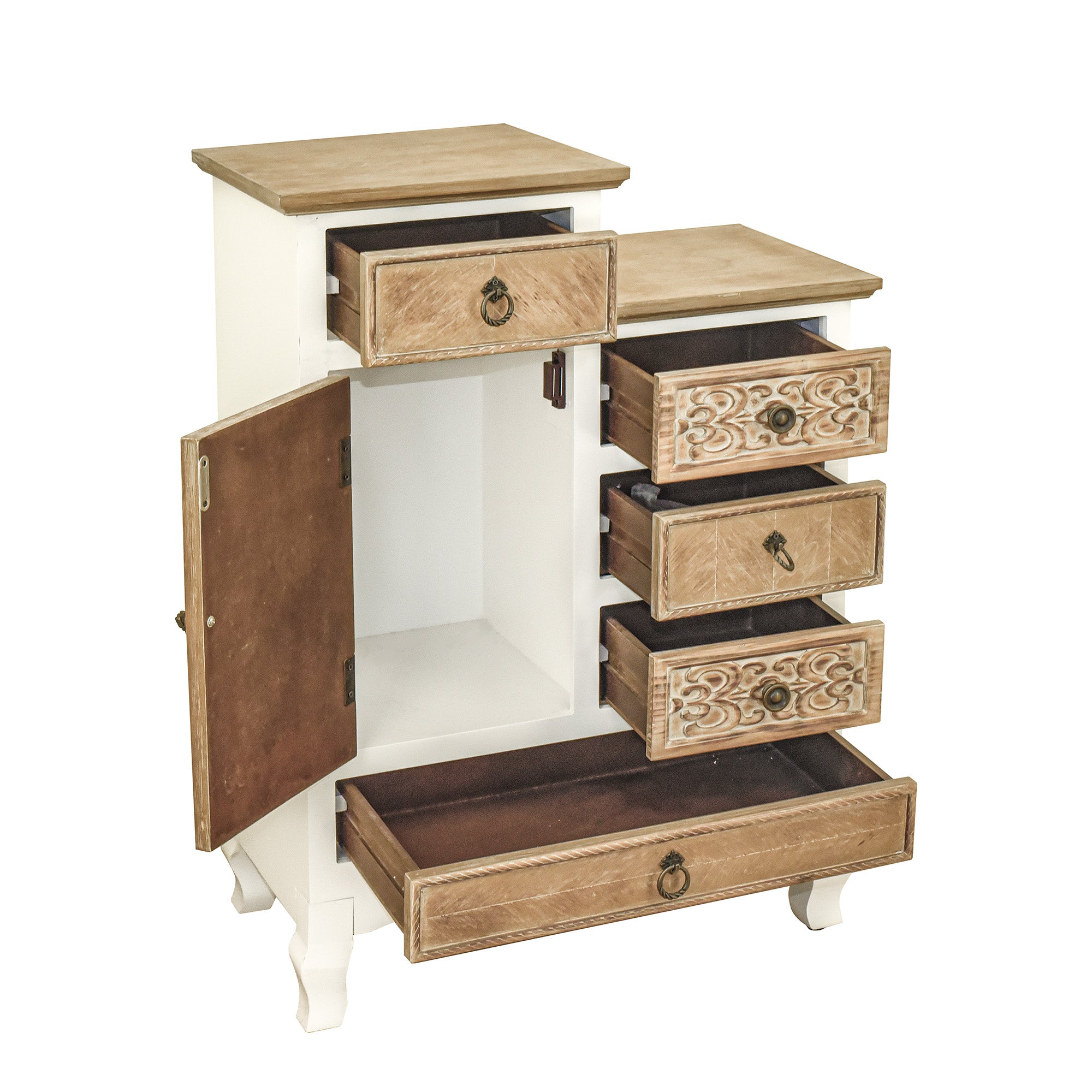 30" Tall Wood 5-drawer Accent Cabinet in Natural