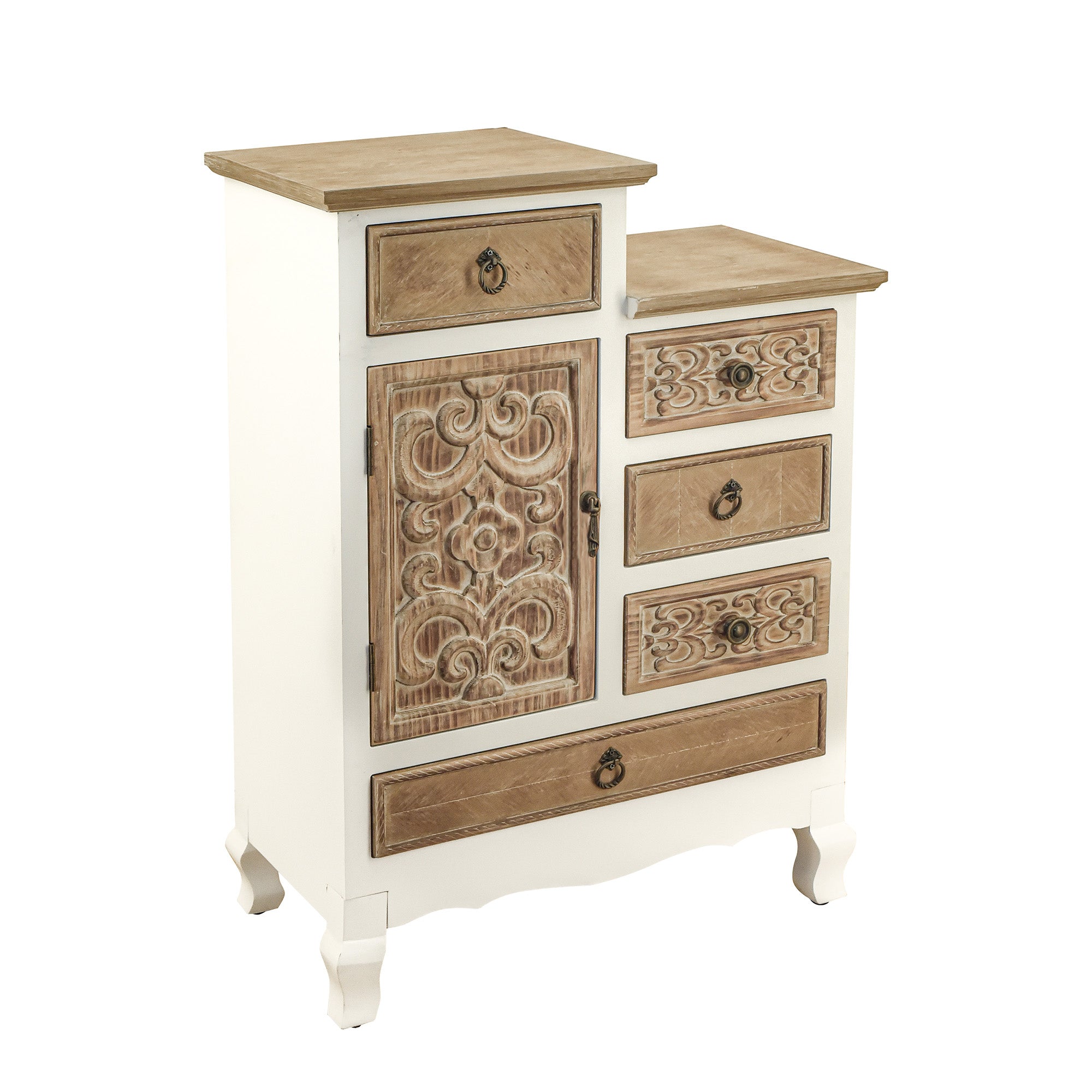 30" Tall Wood 5-drawer Accent Cabinet in Natural