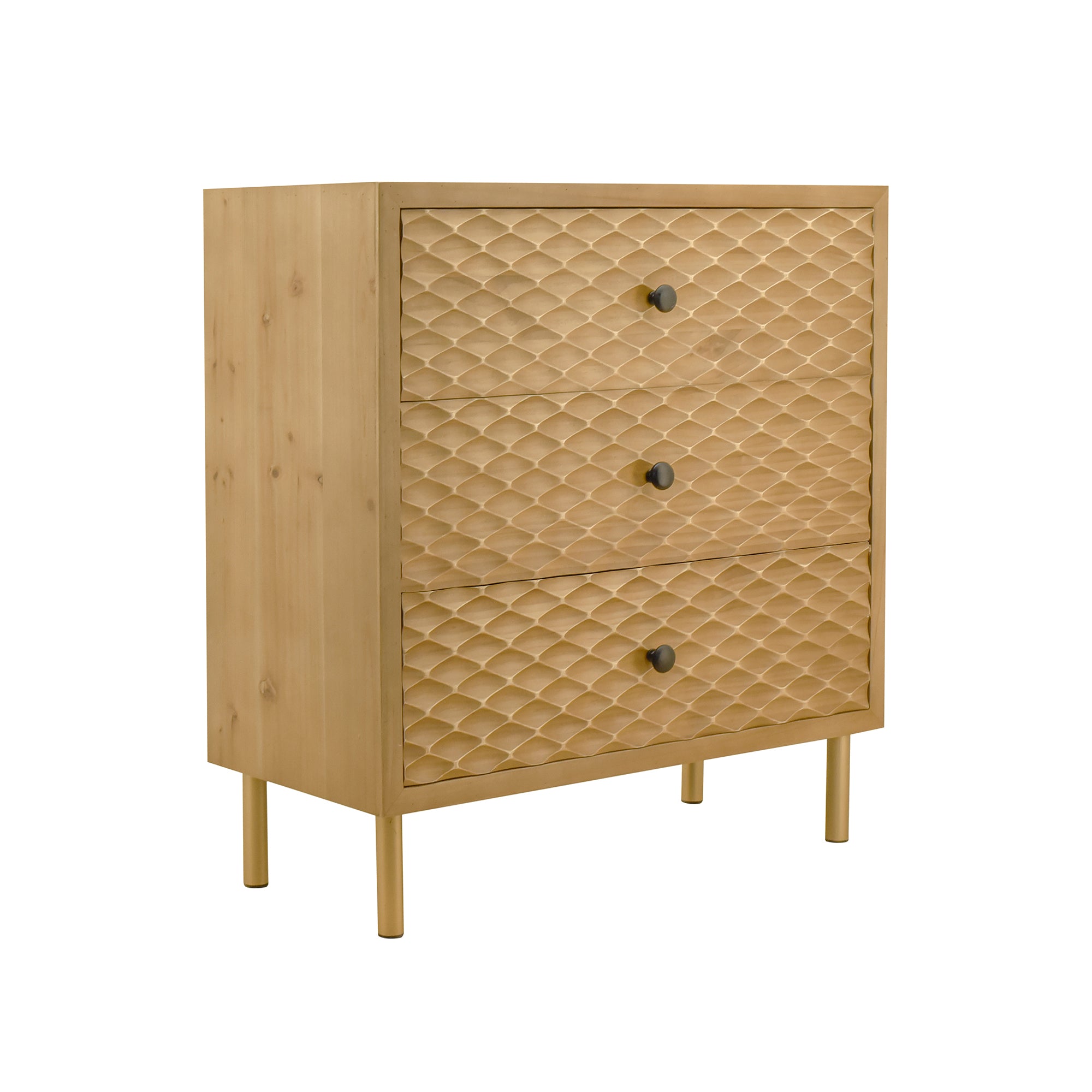 28" Tall Wood 3-drawer Bachelors Chest in Natural
