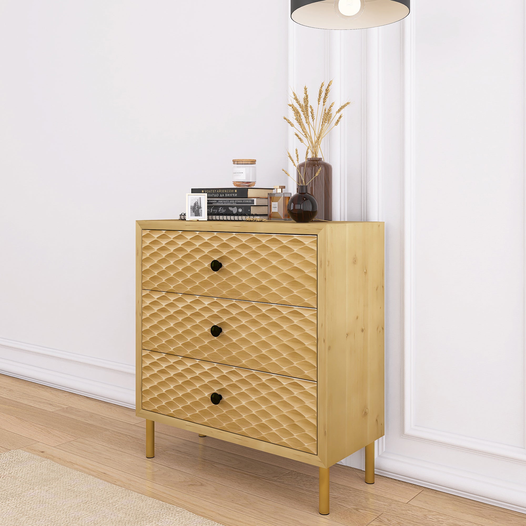 28" Tall Wood 3-drawer Bachelors Chest in Natural
