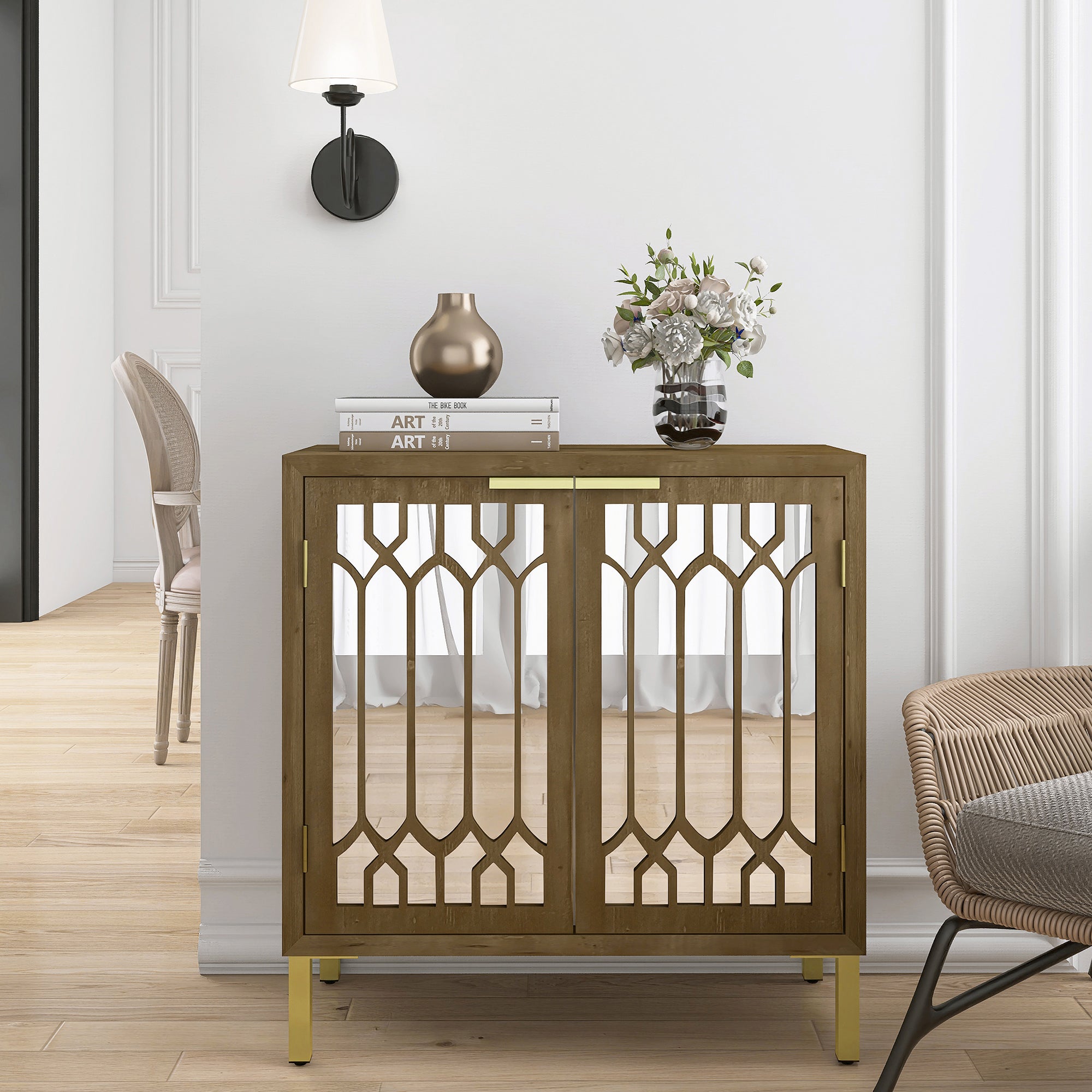 29" Tall Wood 2-door Accent Cabinet in Natural