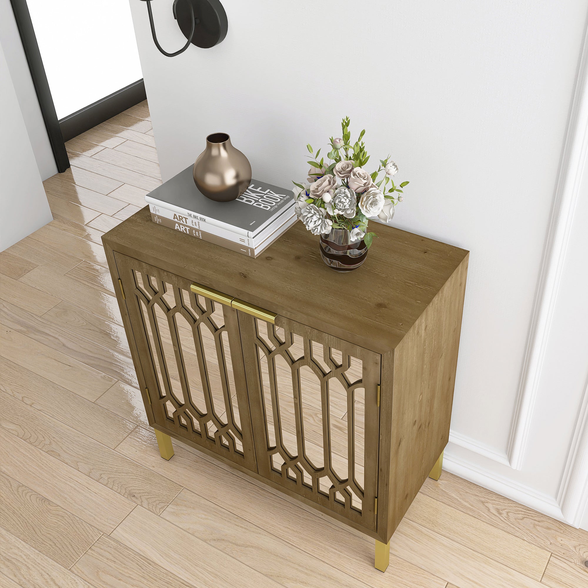 29" Tall Wood 2-door Accent Cabinet in Natural