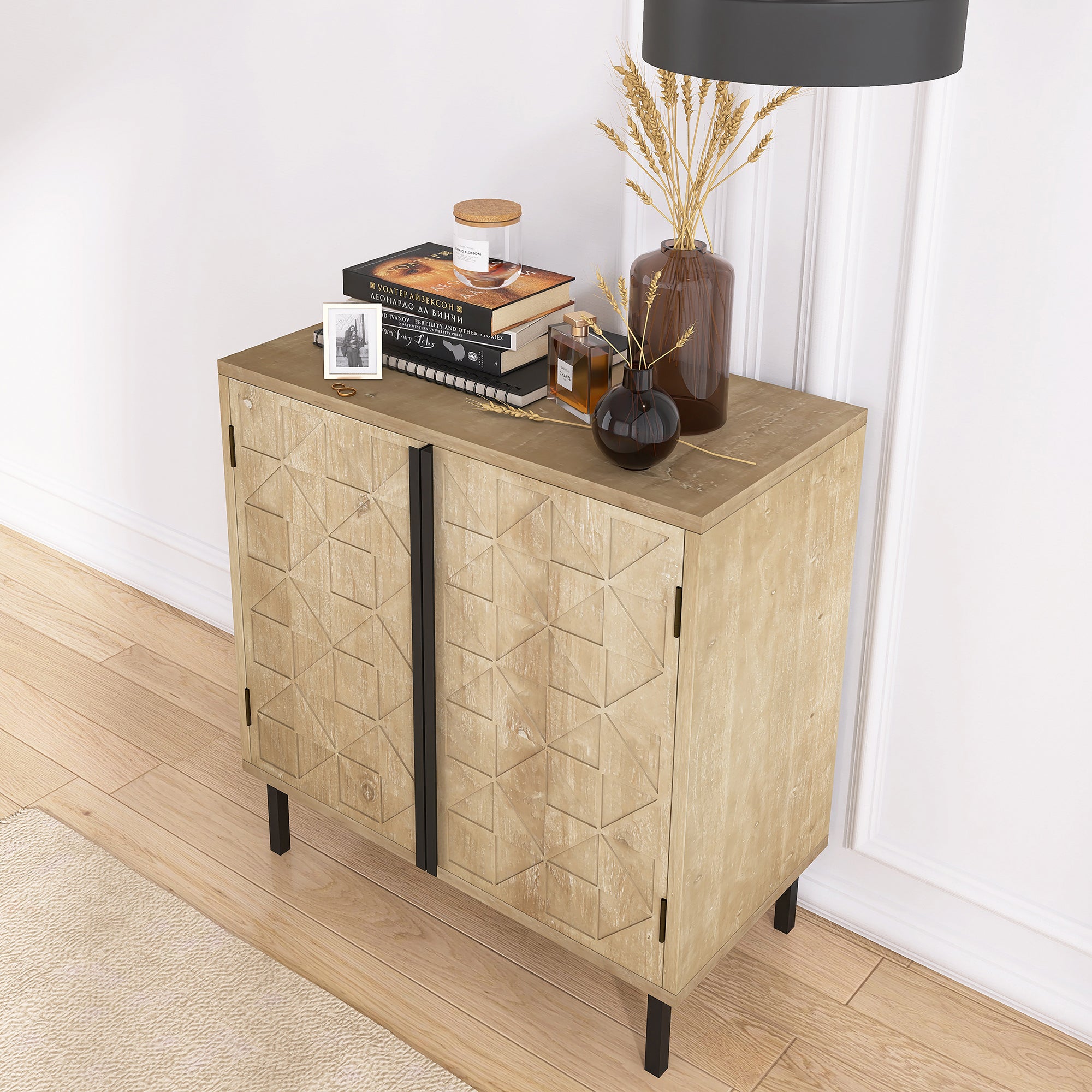 29" Tall Wood 2-door Accent Cabinet in Natural