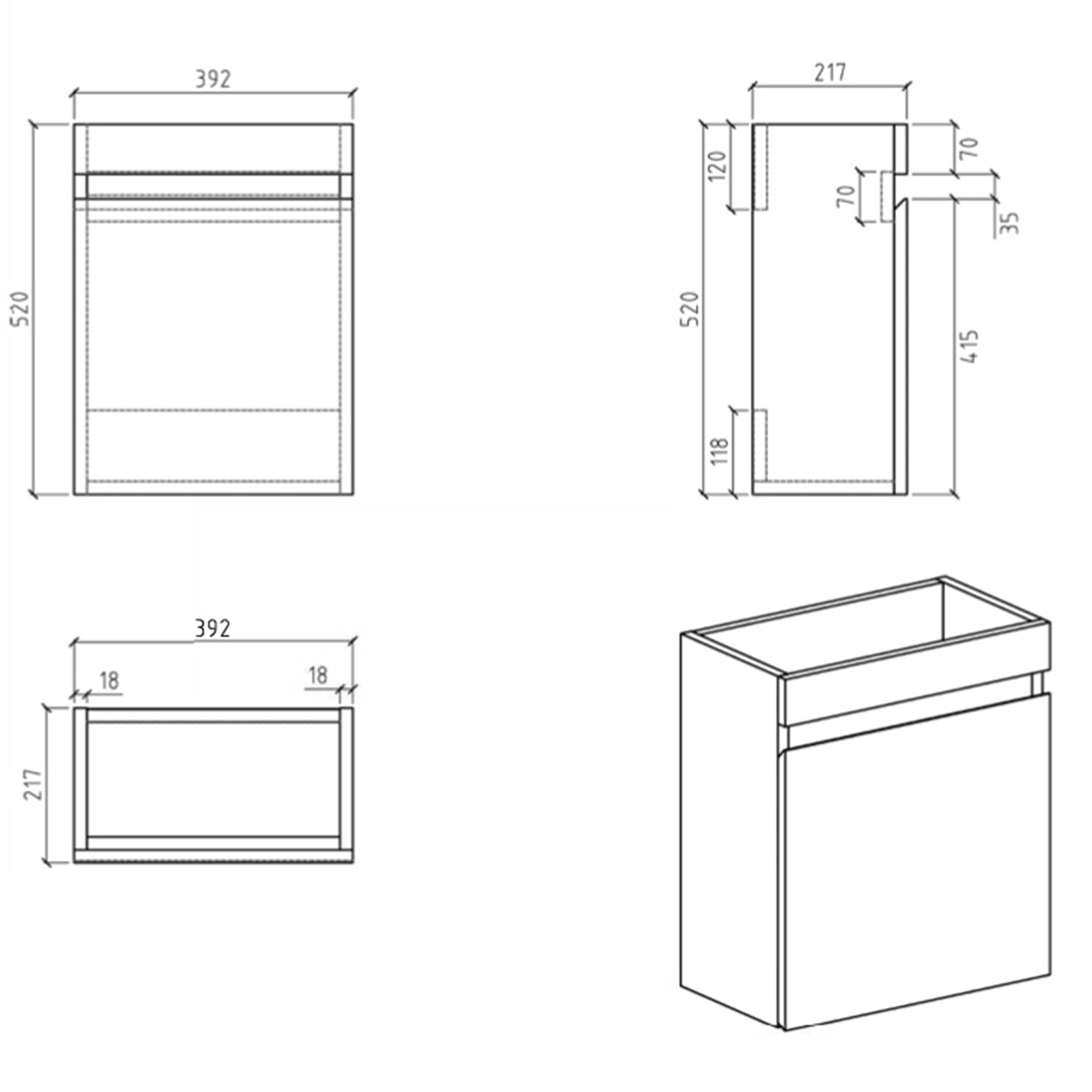 Wall-Mounted Bathroom Vanity Set in Grey with White Integrated Artificial Stone Sink