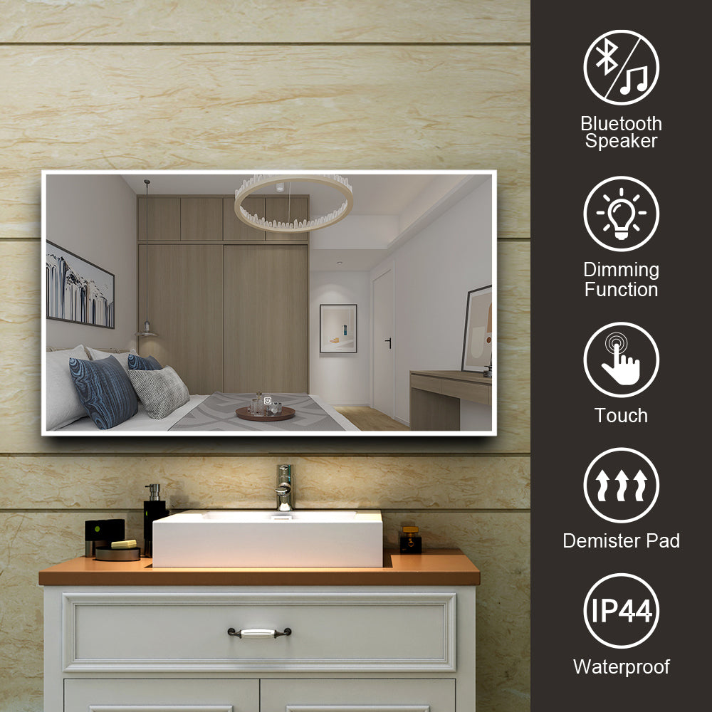 3041Rectangular Frameless Wall-Mount Anti-Fog LED Light Bathroom Vanity Mirror