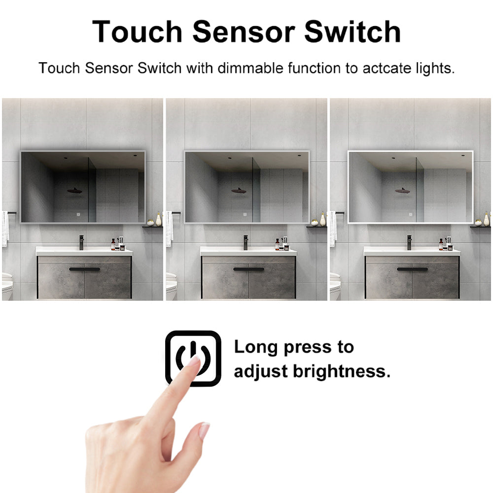 3041Rectangular Frameless Wall-Mount Anti-Fog LED Light Bathroom Vanity Mirror