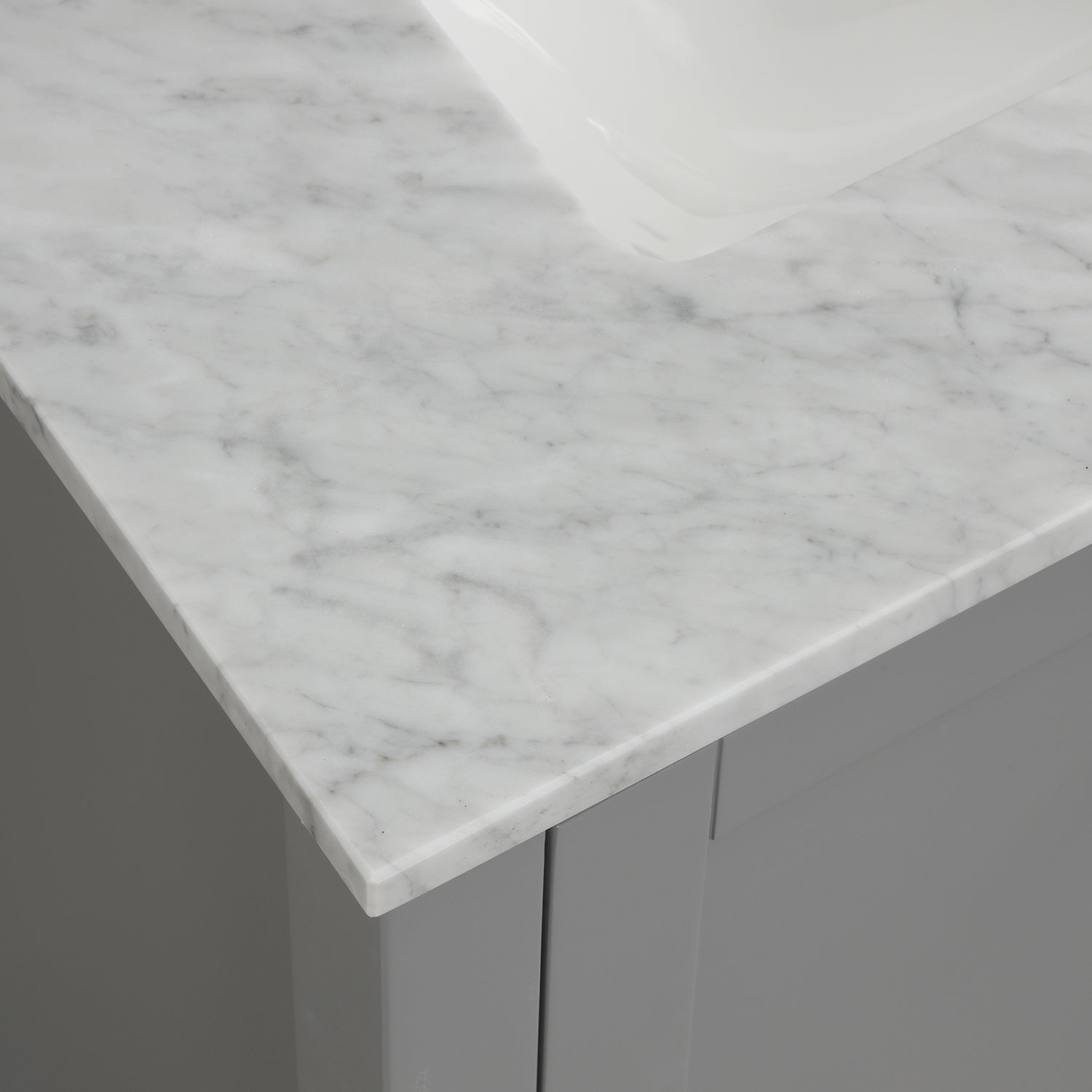 30 in. W x 22 in. D x 33 in. H Bath Vanity in Grey with Carrara White Marble Top