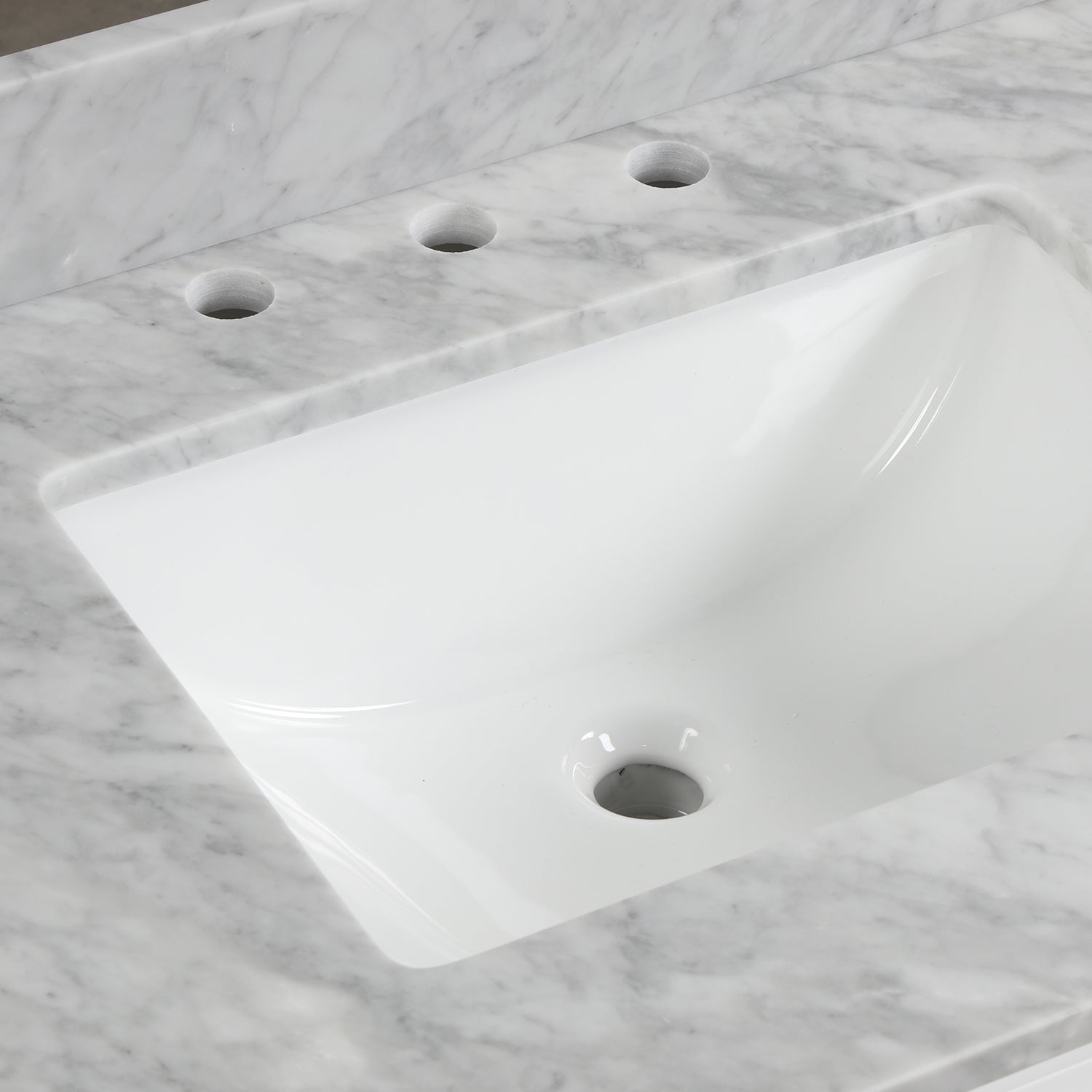36 in. W x 22 in. D x 33 in. H Bath Vanity in White with Carrara White Marble Top