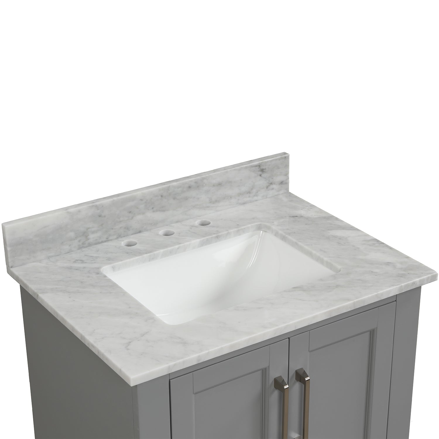 30 in. W x 22 in. D x 33 in. H Bath Vanity in Grey with Carrara White Marble Top