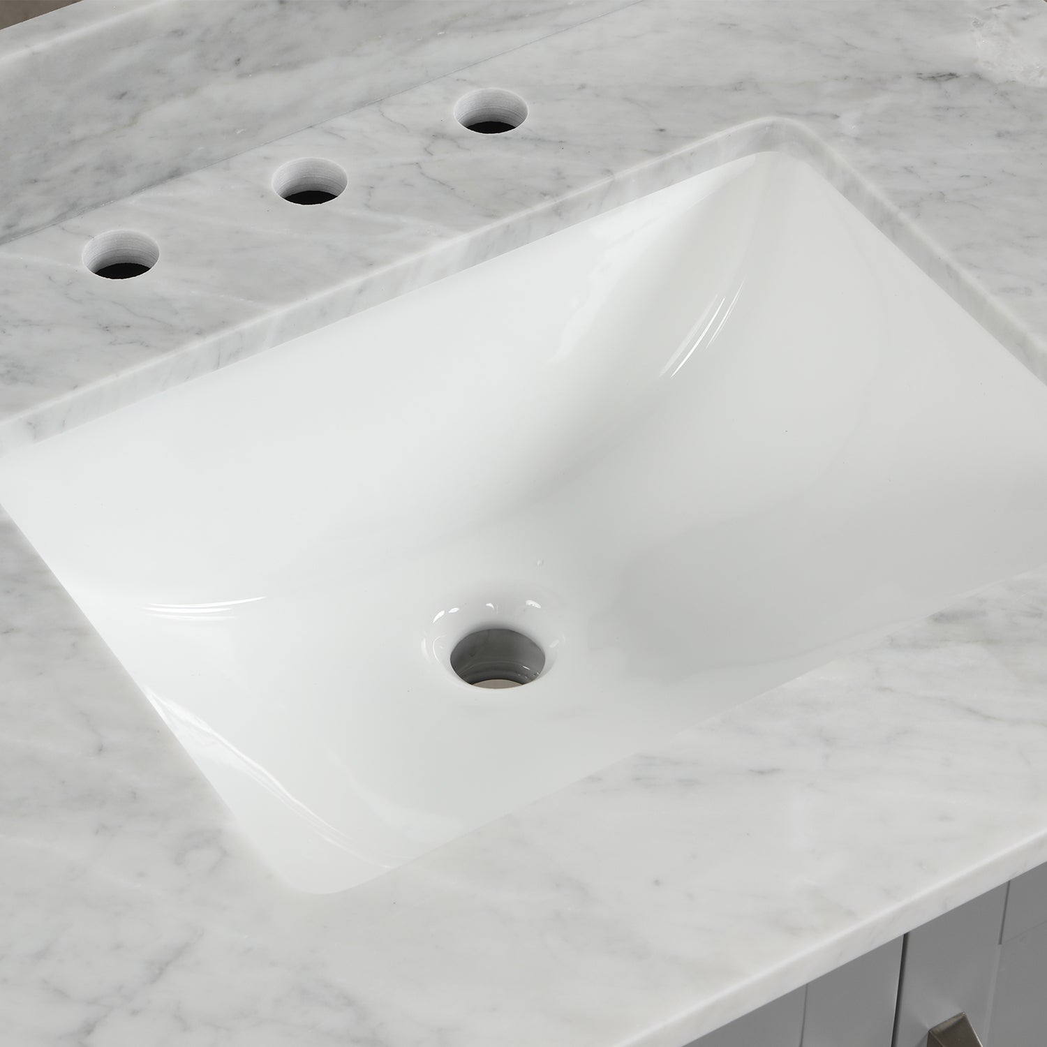 30 in. W x 22 in. D x 33 in. H Bath Vanity in Grey with Carrara White Marble Top