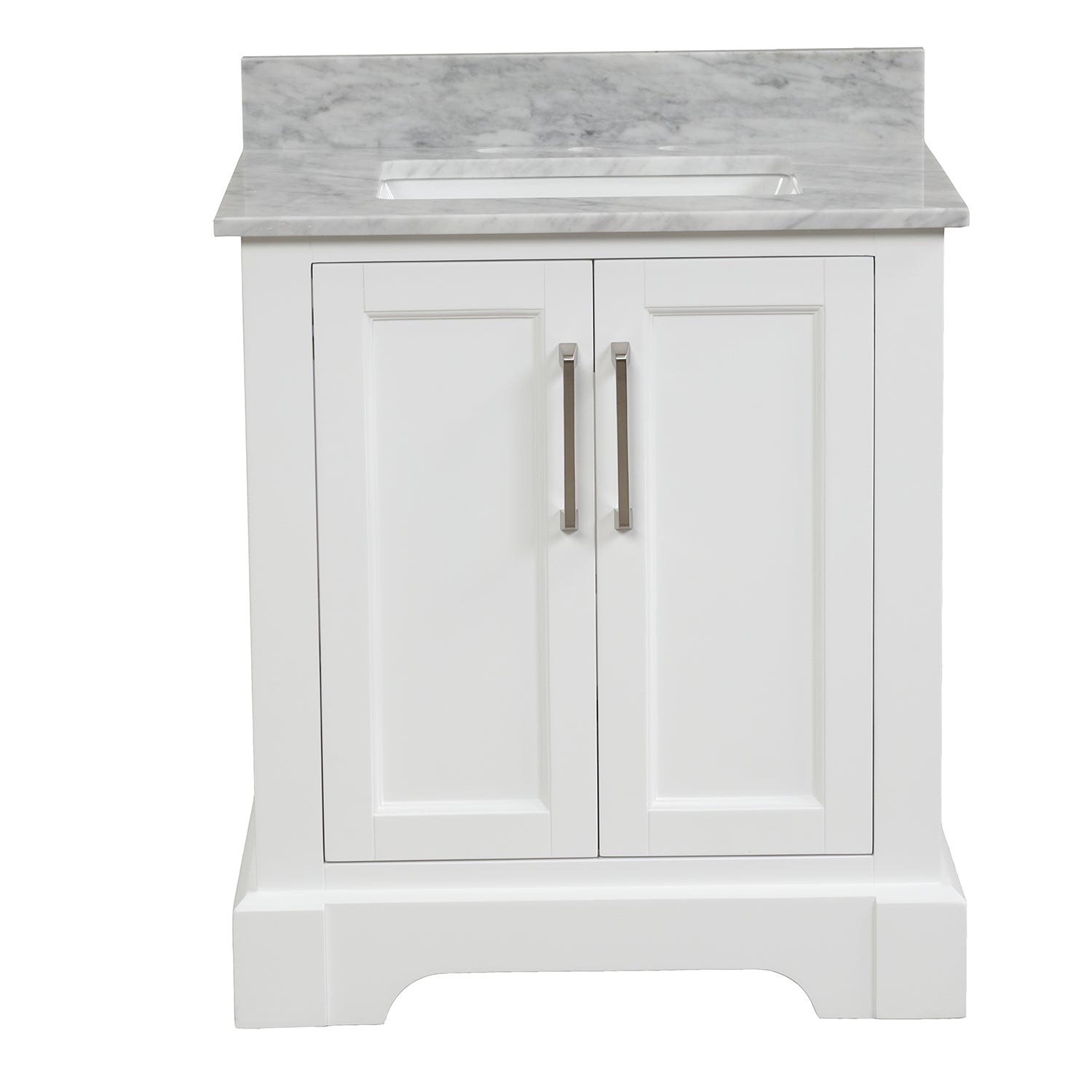 30 in. W x 22 in. D x 33 in. H Bath Vanity in White with Carrara White Marble Top