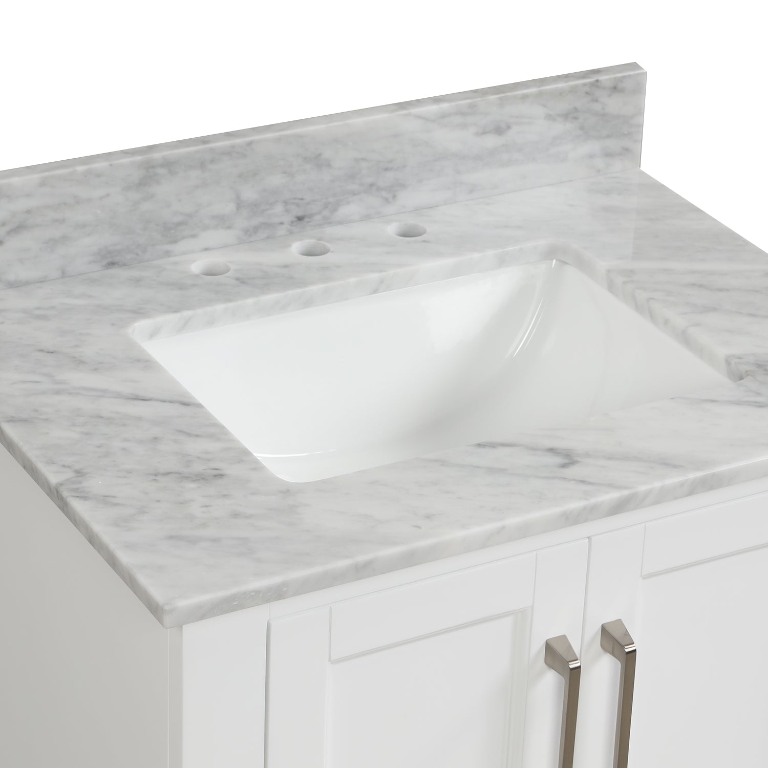 30 in. W x 22 in. D x 33 in. H Bath Vanity in White with Carrara White Marble Top