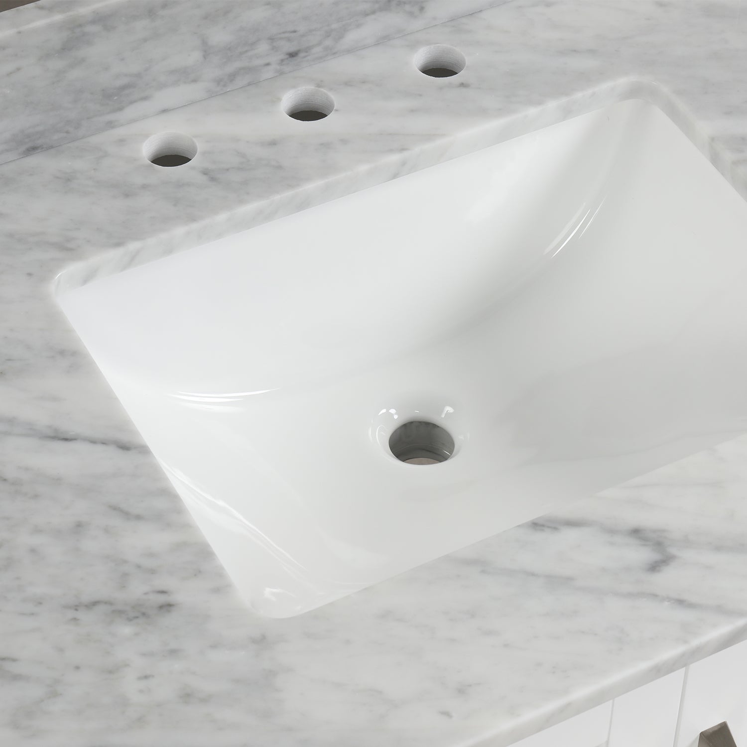 36 in. W x 22 in. D x 33 in. H Bath Vanity in White with Carrara White Marble Top