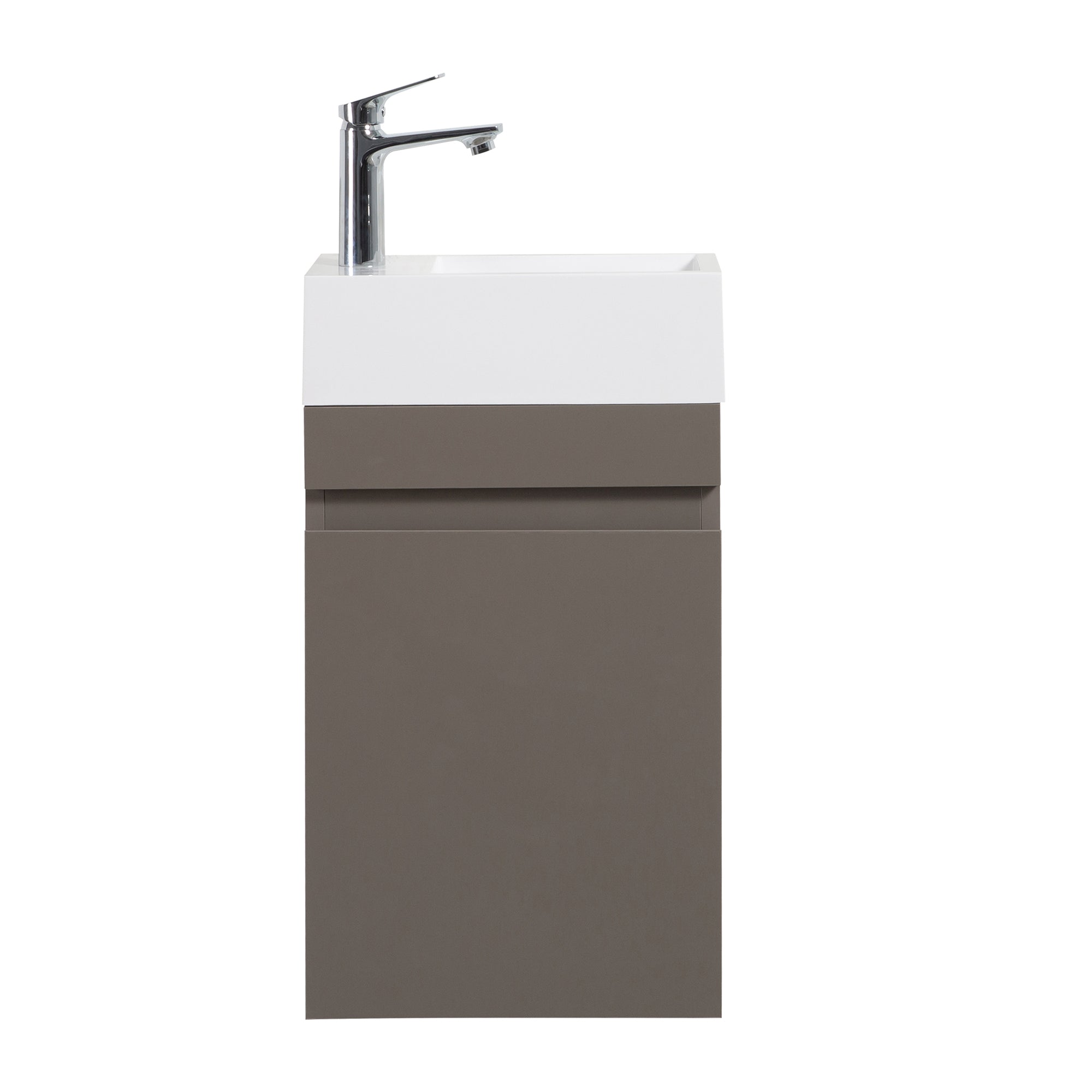 Wall-Mounted Bathroom Vanity Set in Grey with White Integrated Artificial Stone Sink