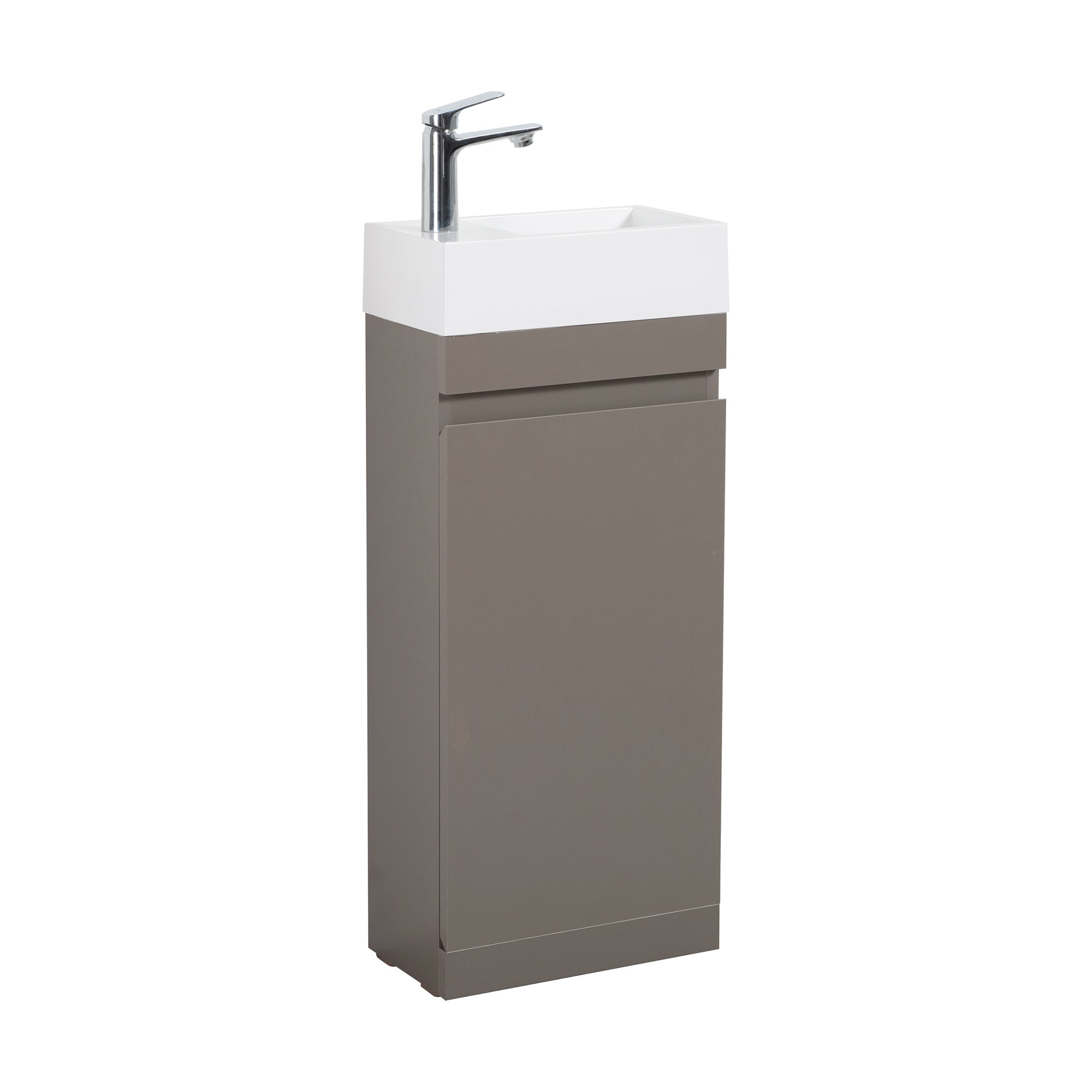 Wall-Mounted Bathroom Vanity Set in Grey with White Integrated Artificial Stone Sink