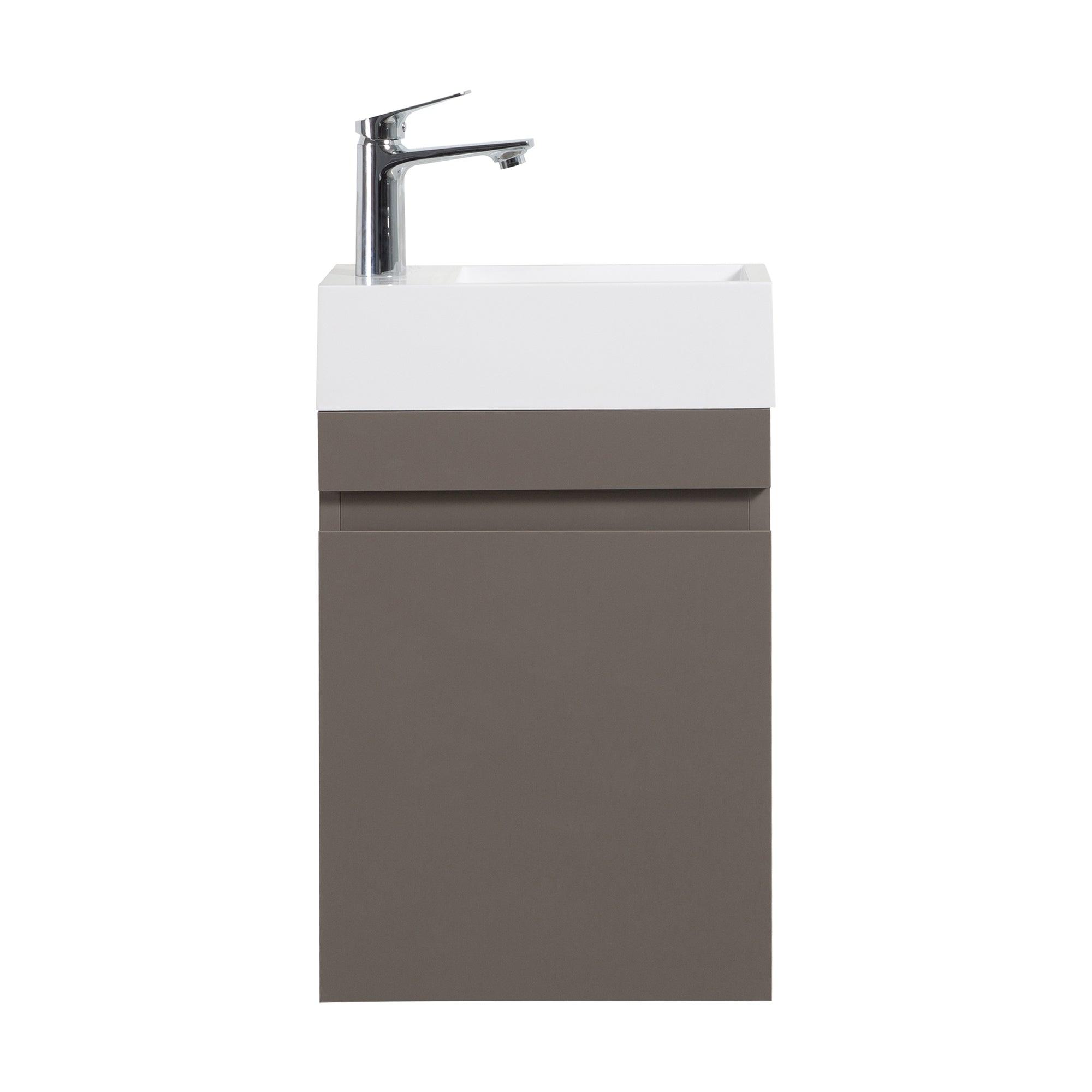 Wall-Mounted Bathroom Vanity Set in Grey with White Integrated Artificial Stone Sink