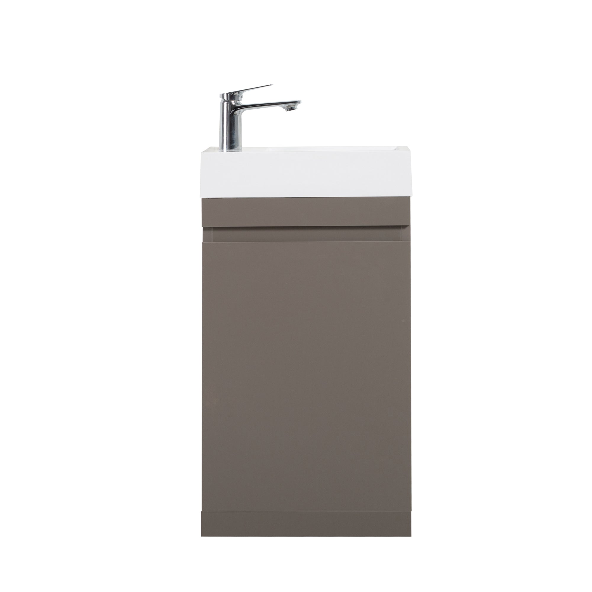 Wall-Mounted Bathroom Vanity Set in Grey with White Integrated Artificial Stone Sink