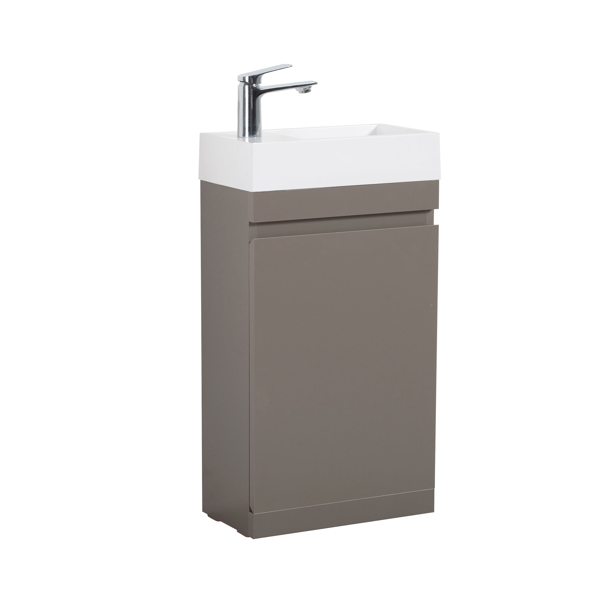 Wall-Mounted Bathroom Vanity Set in Grey with White Integrated Artificial Stone Sink