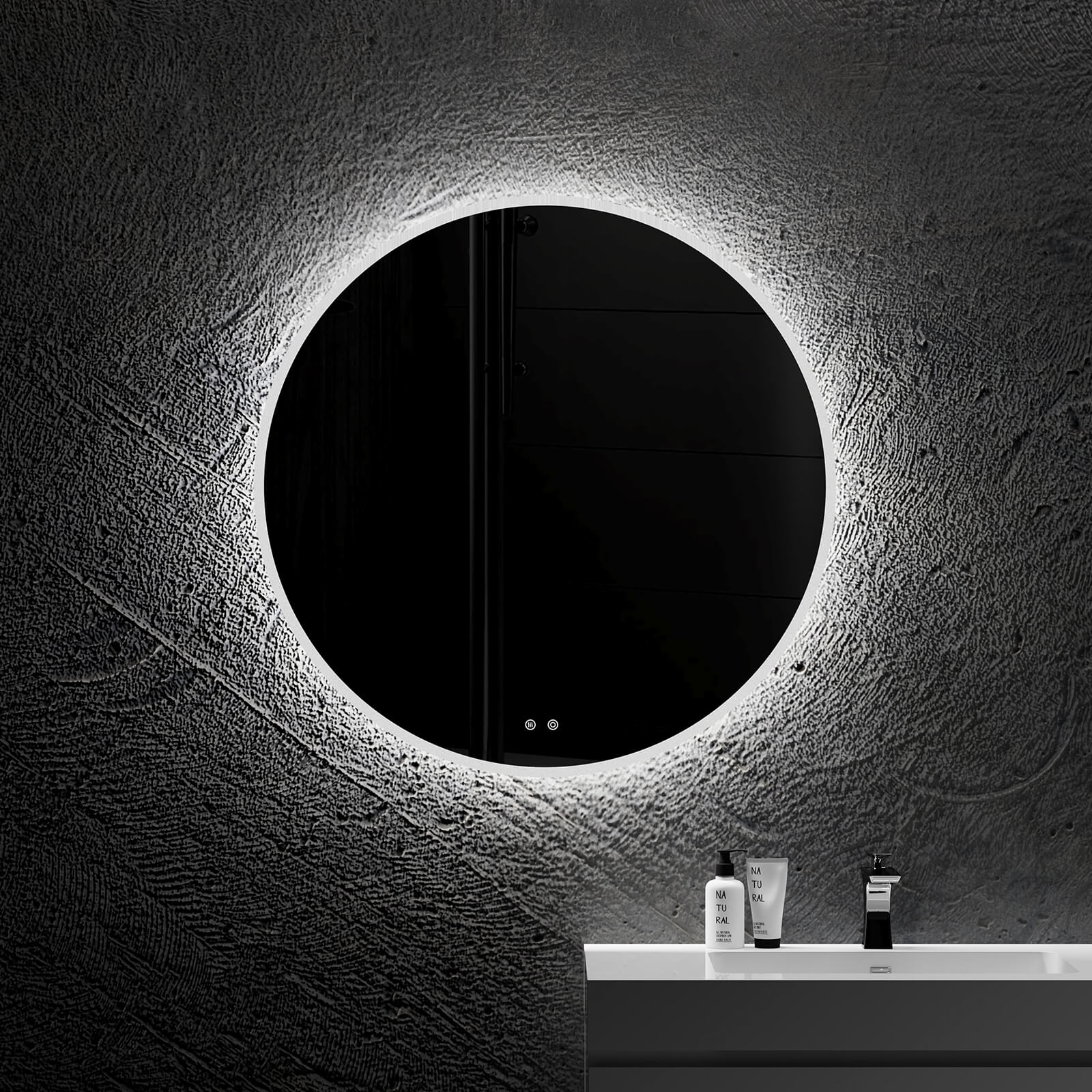 Round Frameless Dimmable Wall Mounted LED Bathroom Vanity Mirror