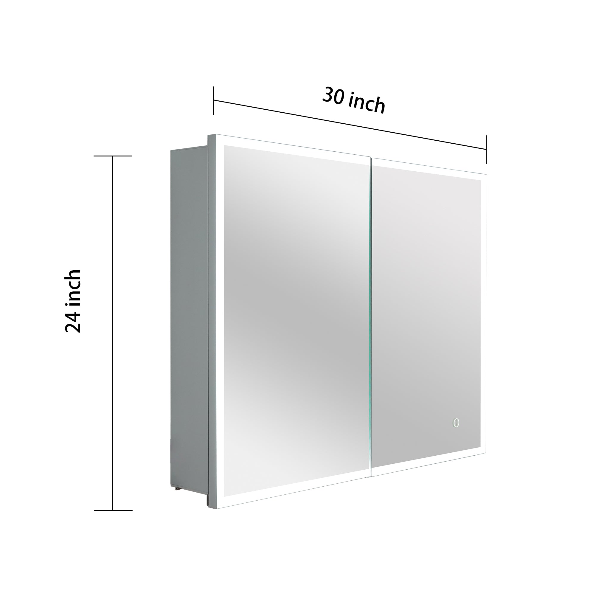 Large Rectangular Silver Aluminum Surface Mount Medicine Cabinet with Mirror