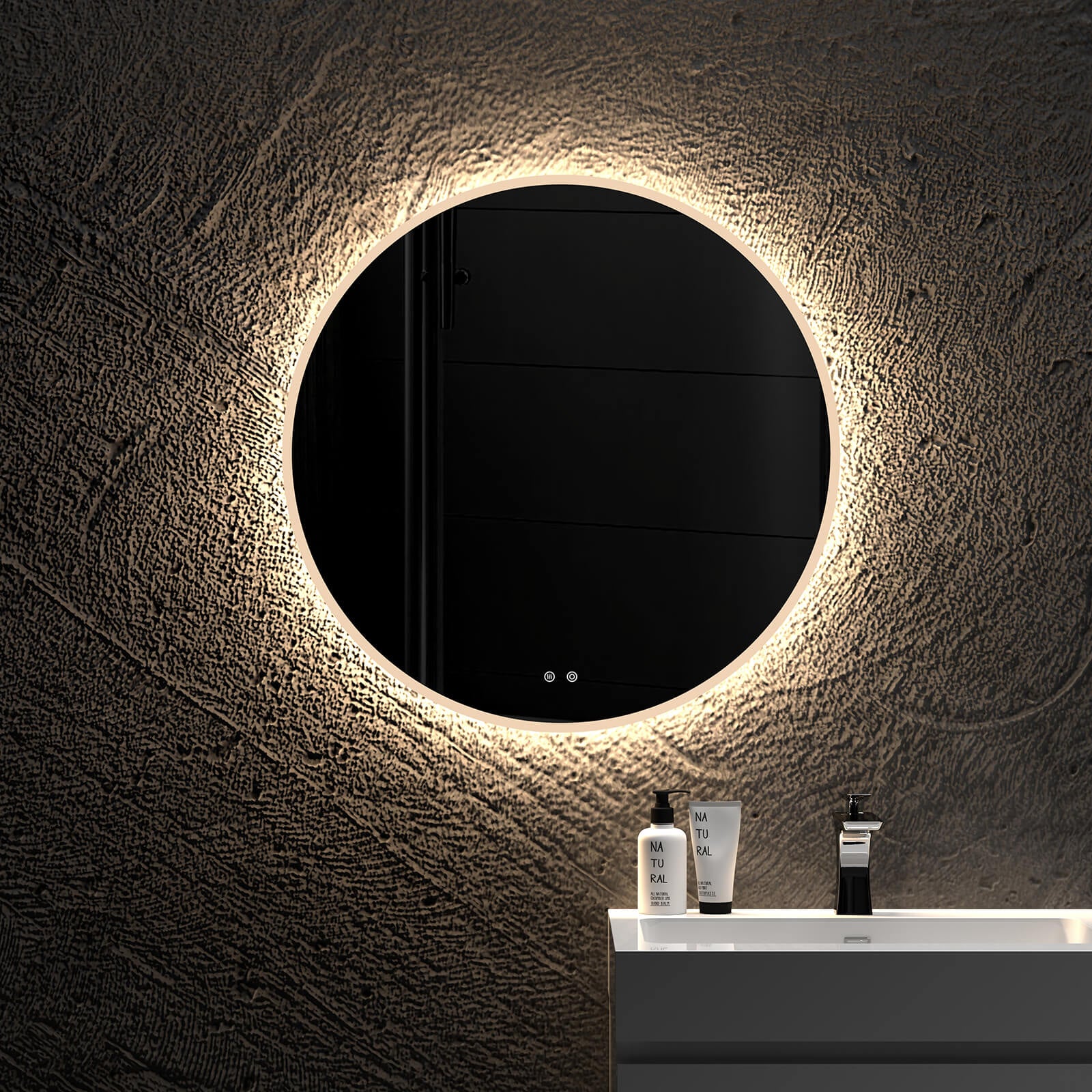 Round Frameless Dimmable Wall Mounted LED Bathroom Vanity Mirror