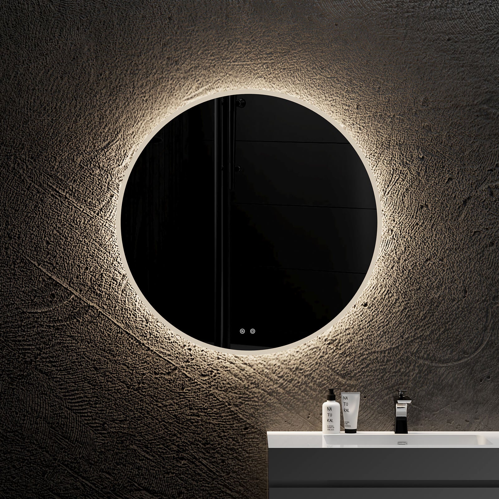 Round Frameless Dimmable Wall Mounted LED Bathroom Vanity Mirror