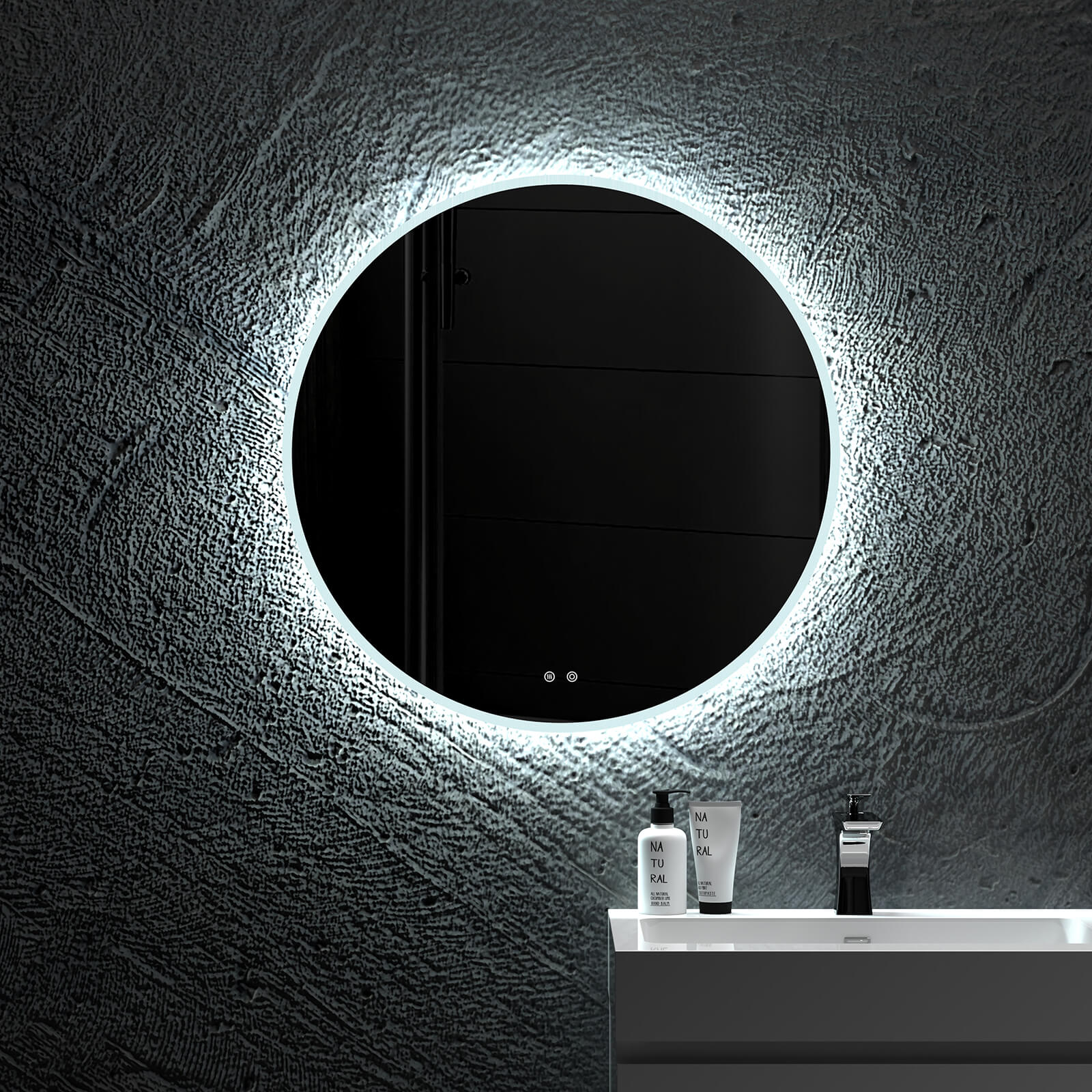 Round Frameless Dimmable Wall Mounted LED Bathroom Vanity Mirror