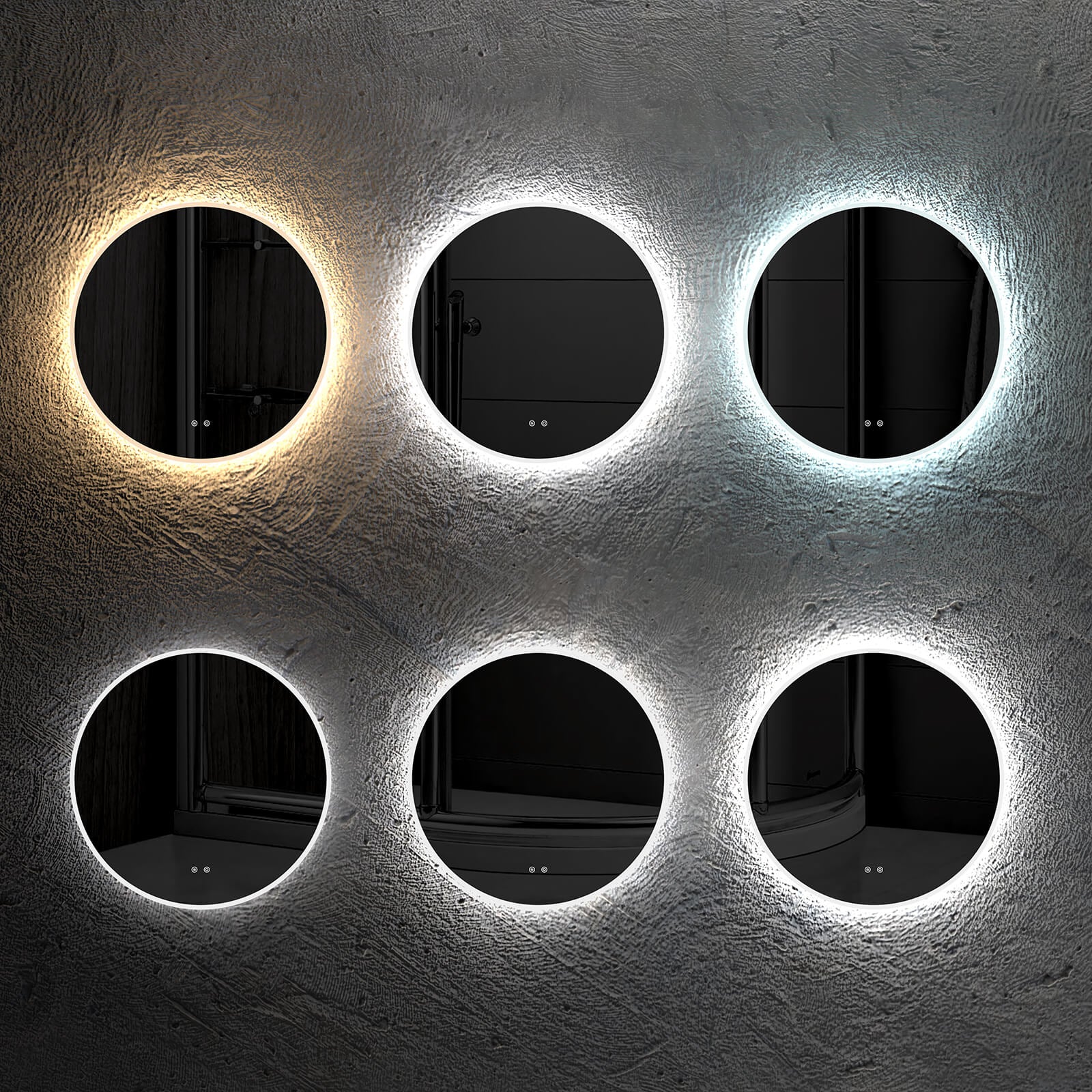 Round Frameless Dimmable Wall Mounted LED Bathroom Vanity Mirror